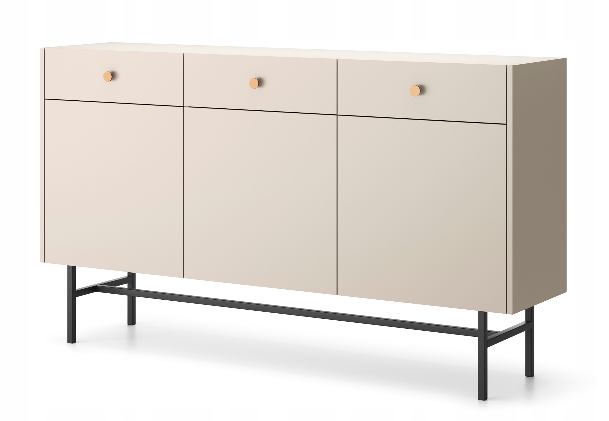 Třídveřová komoda Divenos se zásuvkami 155 cm Šedá béžová