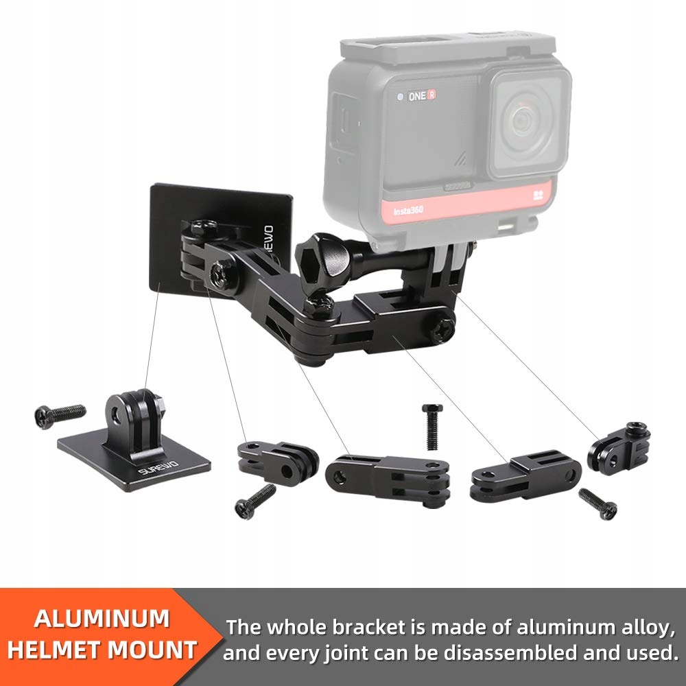 SUREWO Aluminiowy Uchwyt Na Kask Motocyklowy Do Kamer GoPro DJI AKASO — miniatura 2