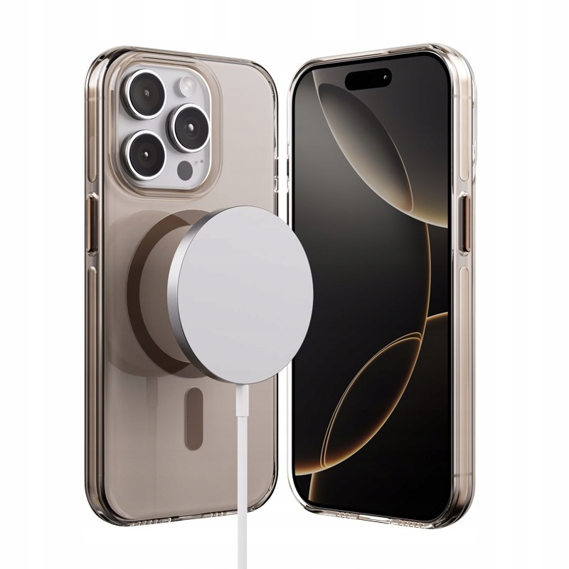 Crong Clear Mag Pro Etui iPhone 15 Pro MagSafe (pustynny)