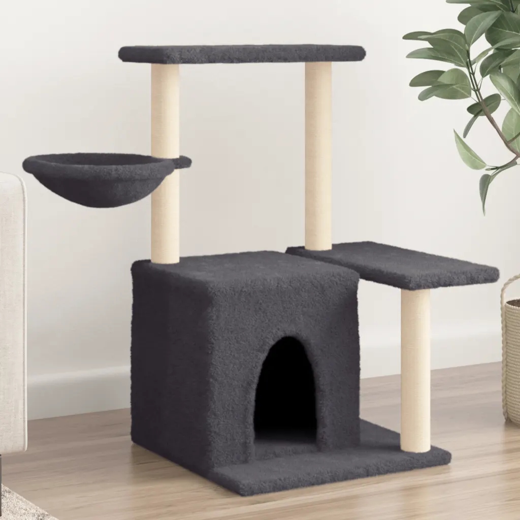 Levně Petrashop Škrabadlo pro kočky se sisalovými sloupky tmavě šedé 83 cm Šedá