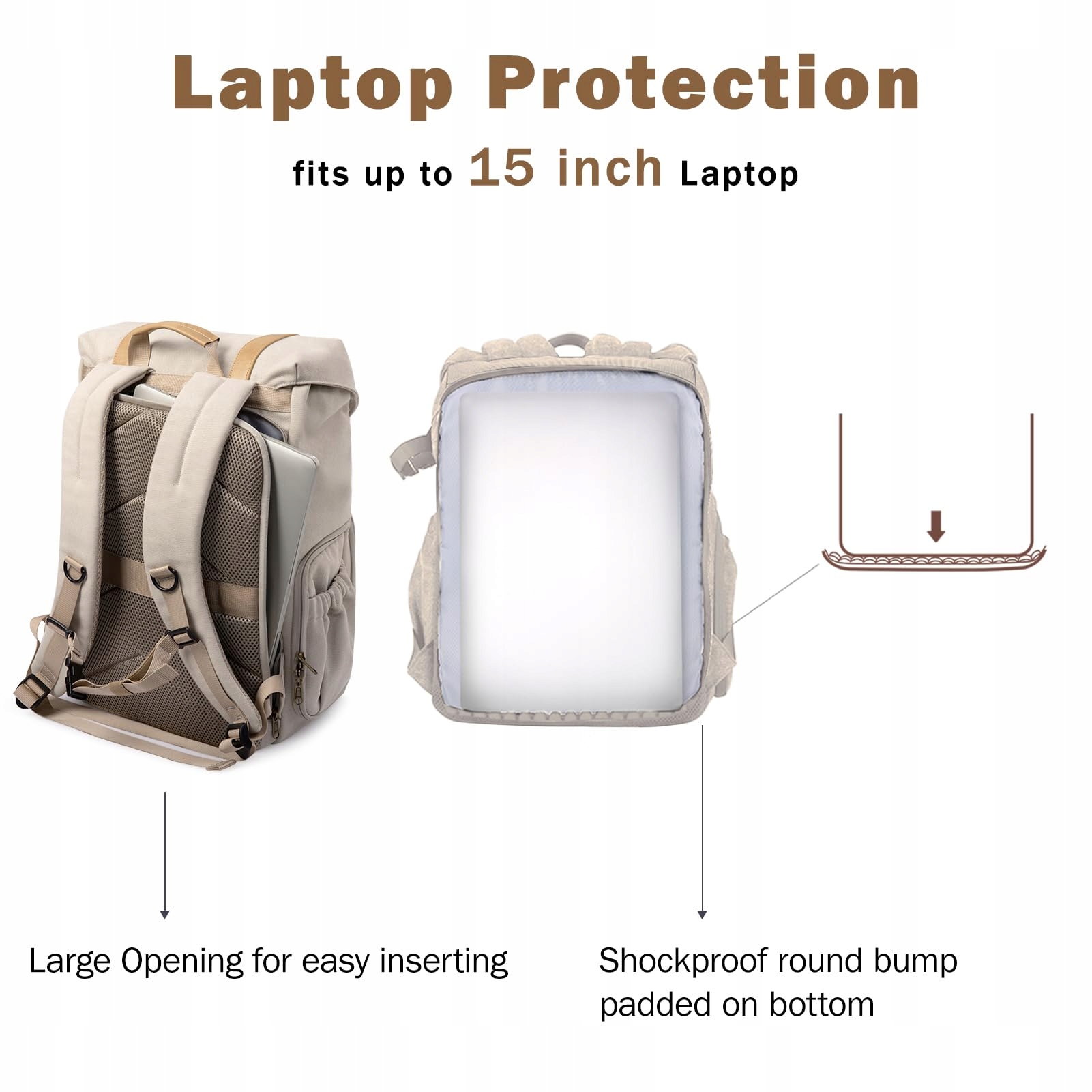 BAGSMART Plecak Na Aparat DSLR Canvas Wodoodporny Na Laptop 15 Cal Stativ — miniatura 5