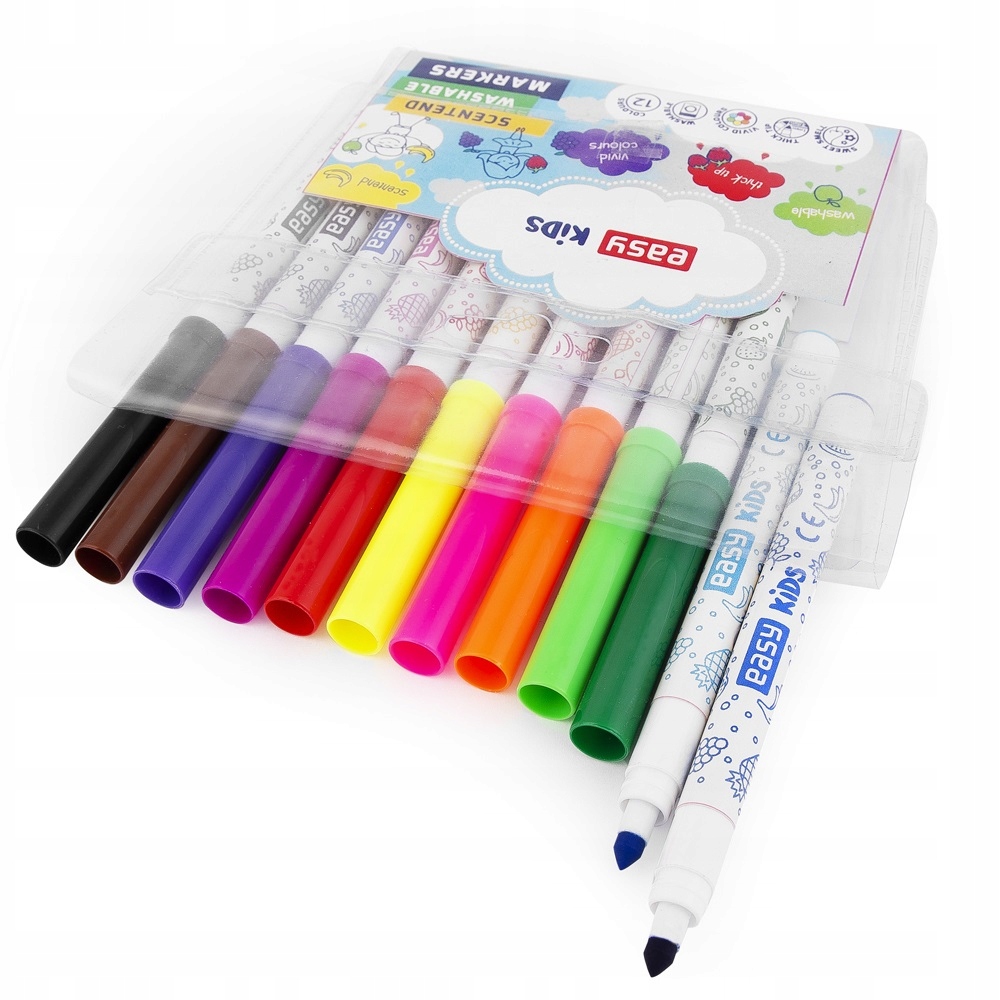 PISAKI SPIERALNE ZAPACHOWE 12 KOLORÓW EASY KIDS