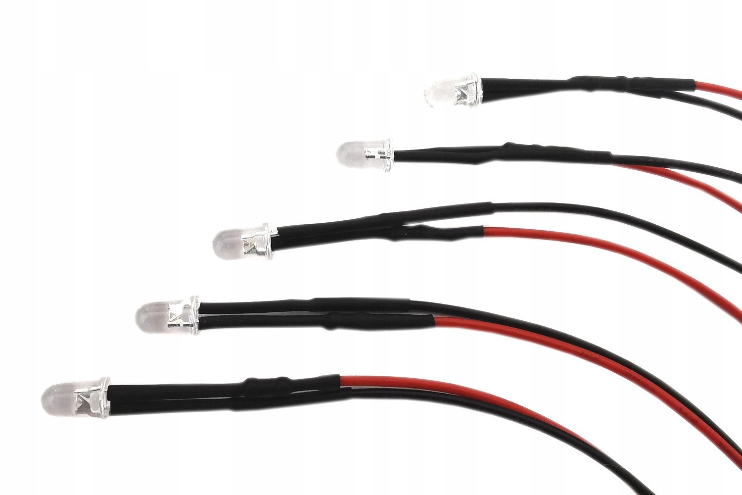 Dioda LED 5mm 12V DC żółta clear z przewodem 20cm