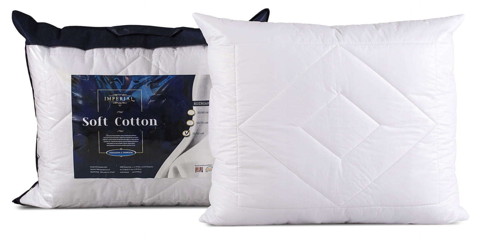 ANTYALERGICZNA PODUSZKA IMPERIAL SOFT COTTON 70x80 NA ZAMEK 100% BAWEŁNA Marka AMW
