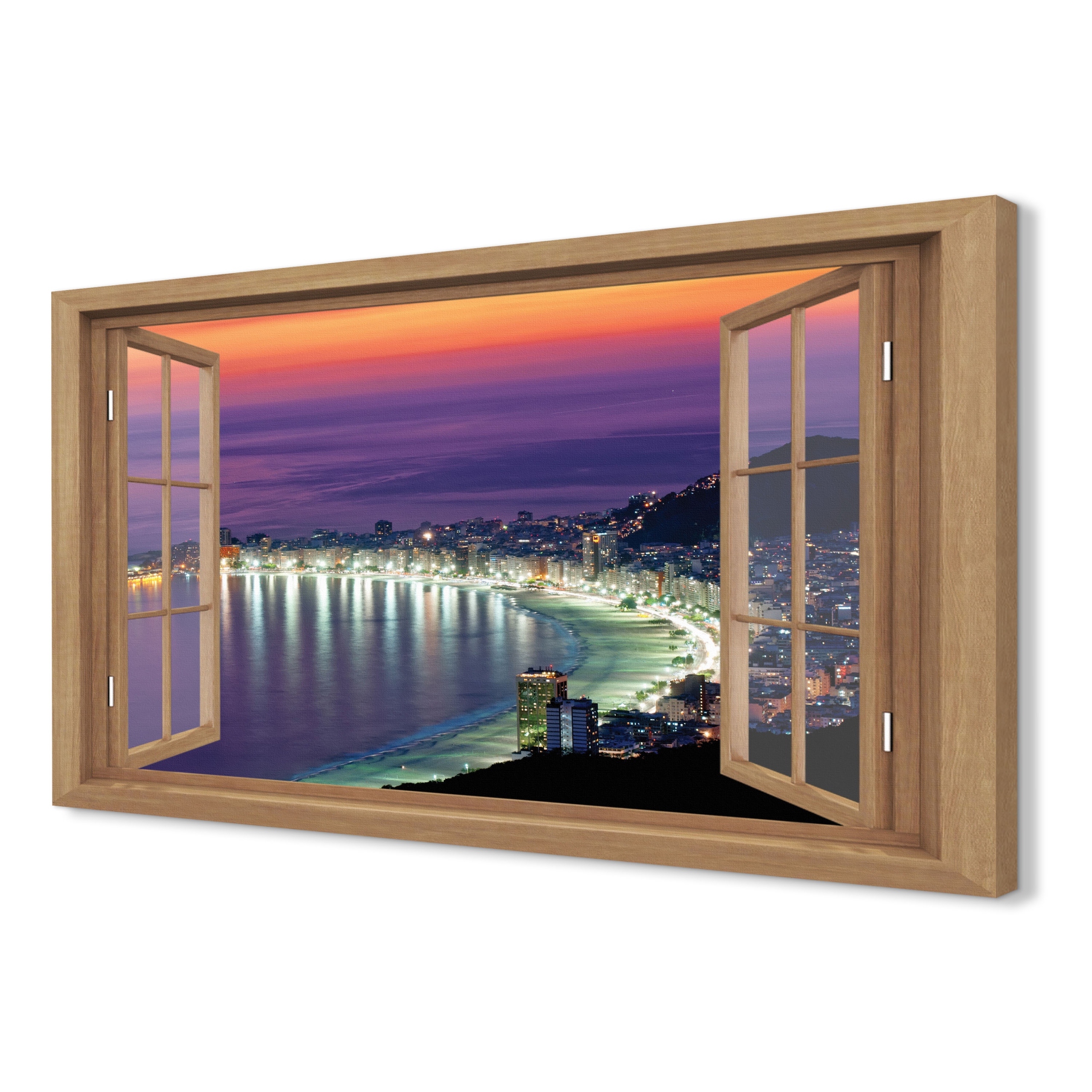 

Wydruk na płótnie 3d 120x80 Plaża Rio noc budynki