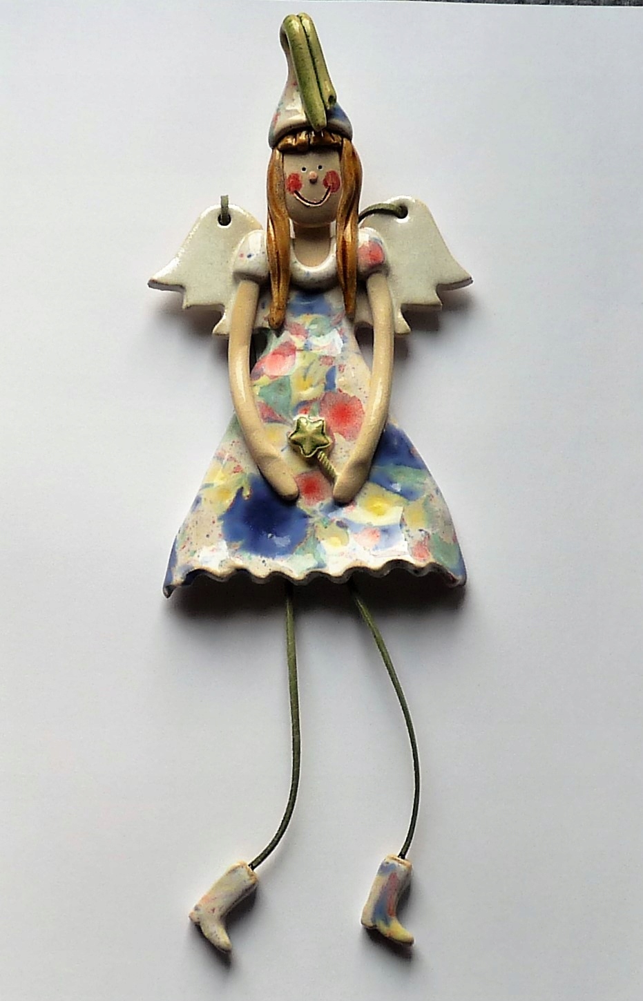 Keramická figurka Anděl Barevný Dívka Čarodějnice Dárek 22 cm
