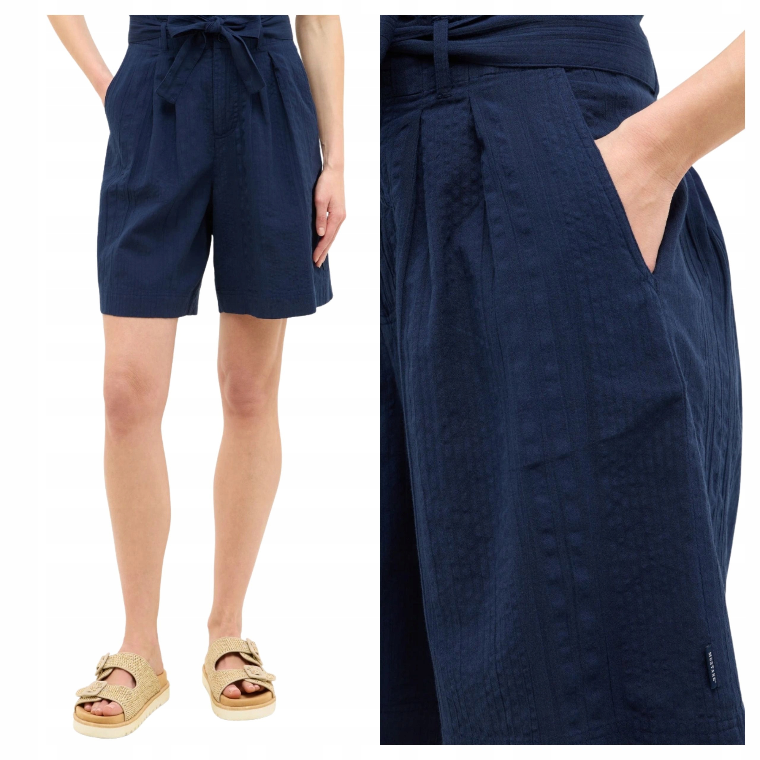 Dámské šortky Mustang Darrah Látkové Tmavě modré Klasické W29