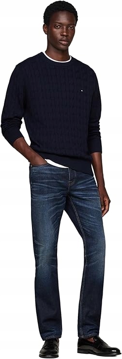 Tommy Hilfiger Pánské Džíny Modré Dlouhé S Oděrkami 35/30 6BA