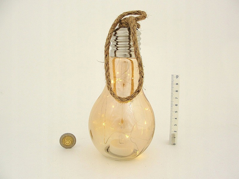 lampion szklany żarówka 17x9cm, z drucikiem LED — 5