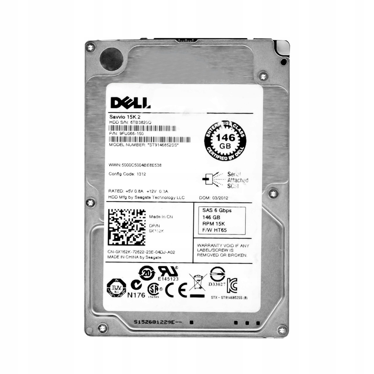Dell 0X162K 146GB 15K 16MB SAS-2 2,5'' ST9146852SS