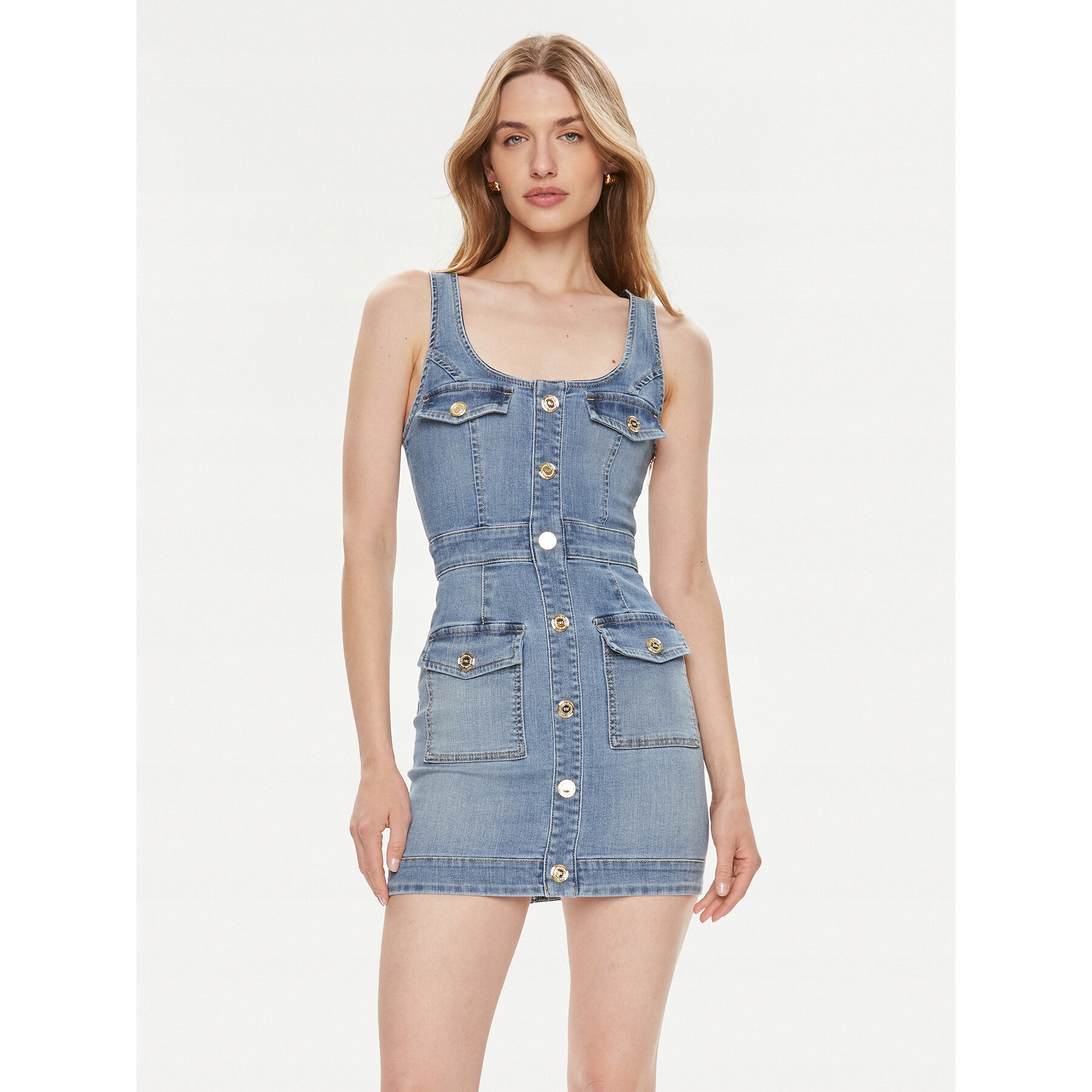 Elisabetta Franchi Damskie Sukienka jeansowa Niebieski AJ36S41E2