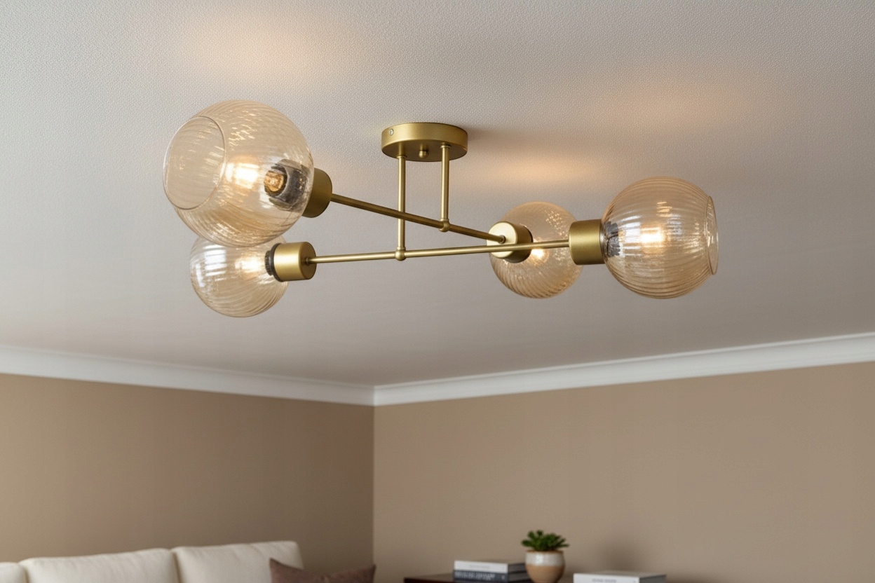 Euro-Lamp Stropná lampa Edi 4 Zlaté tienidlo medový prúžok 4X60W Výrobca