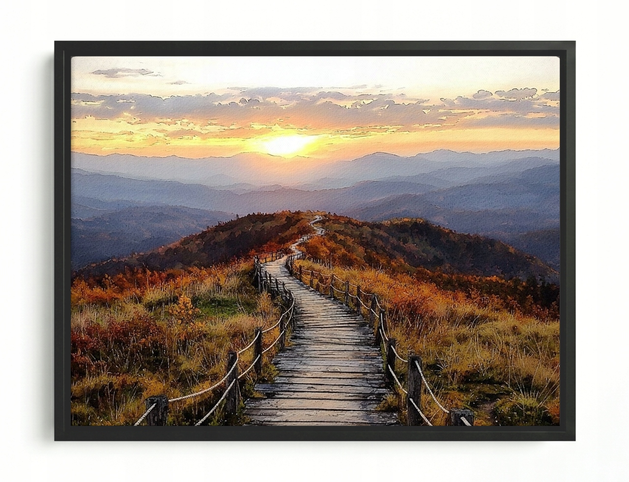 Obraz Rám Americký Box Stezka Hory Západ Slunce Podzim Krajina 100x75
