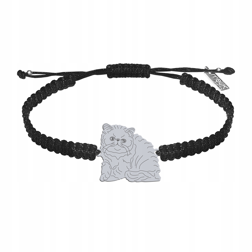 Stříbrný náramek Exotická kočka 925 Dárek Šperky Makramé Gravírování
