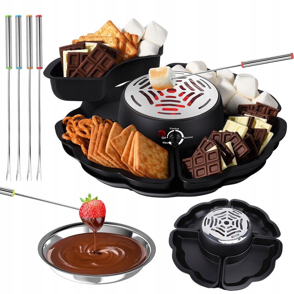 Regulace teploty Fondue Elektrické 4 vyjímatelné tácky na čokoládu