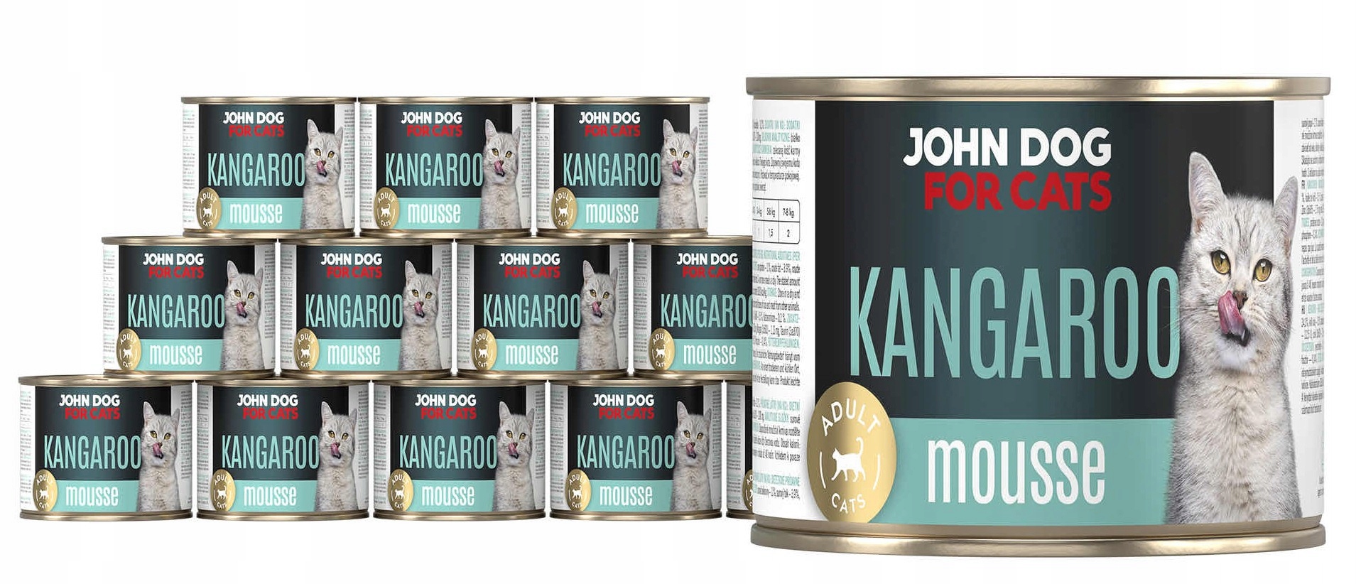 John Dog for Cats karma mokra dla kota Kangur mus 12x200 g