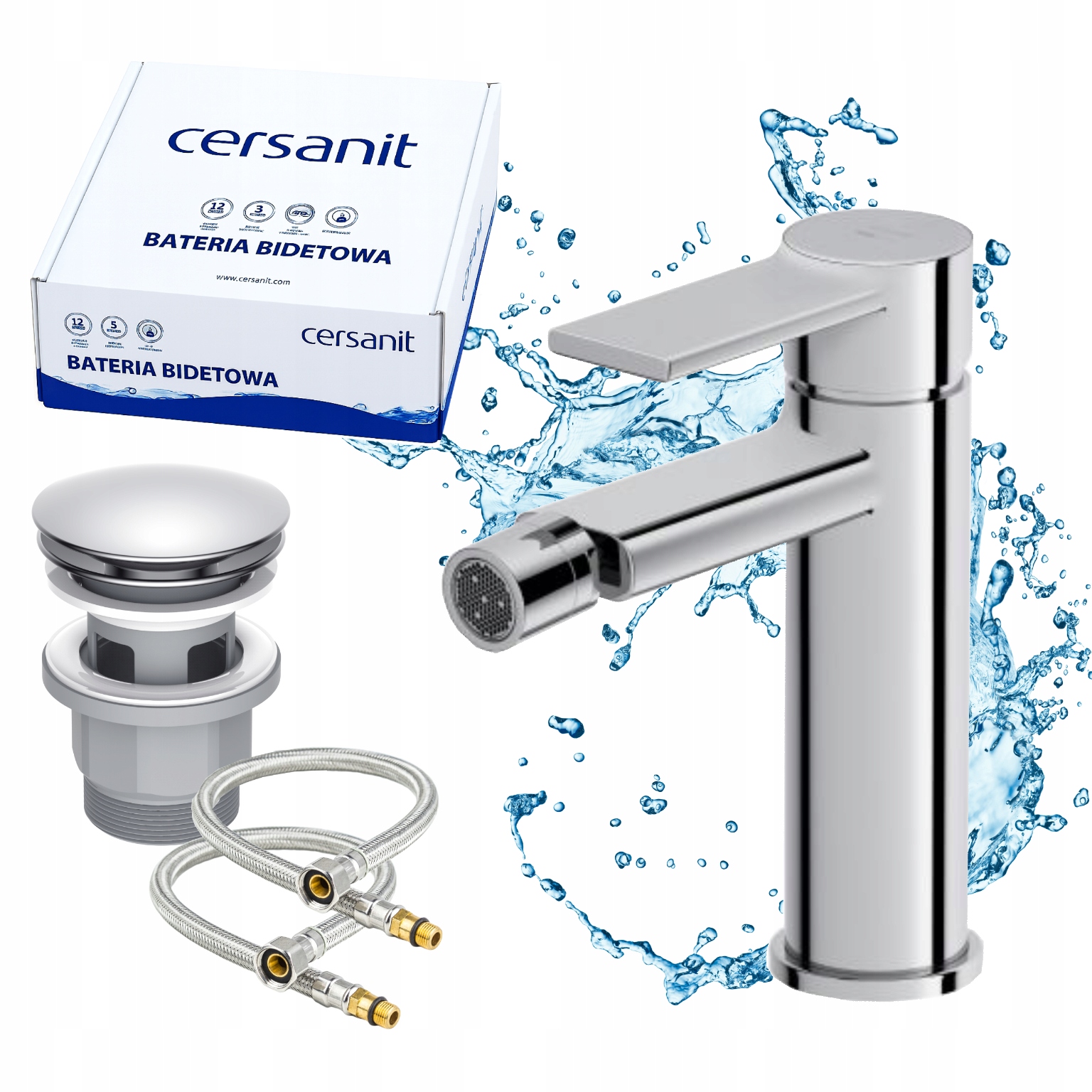 Bidetová baterie Zip Chrom s perlátorem Water Save a Klik-Klak