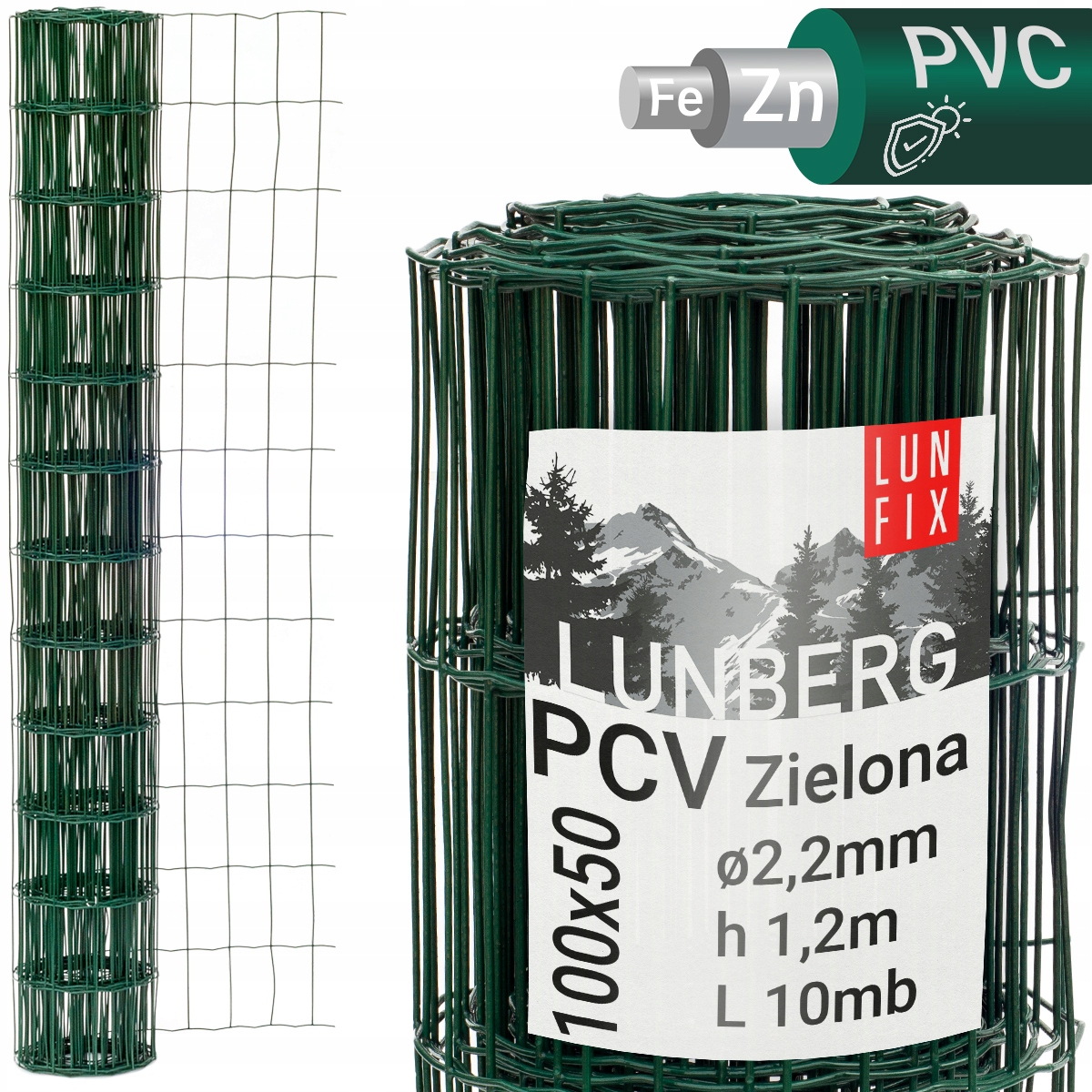 

Siatka zgrzewana ocynk+PCV ziel 10m; h1.2m; 100x50