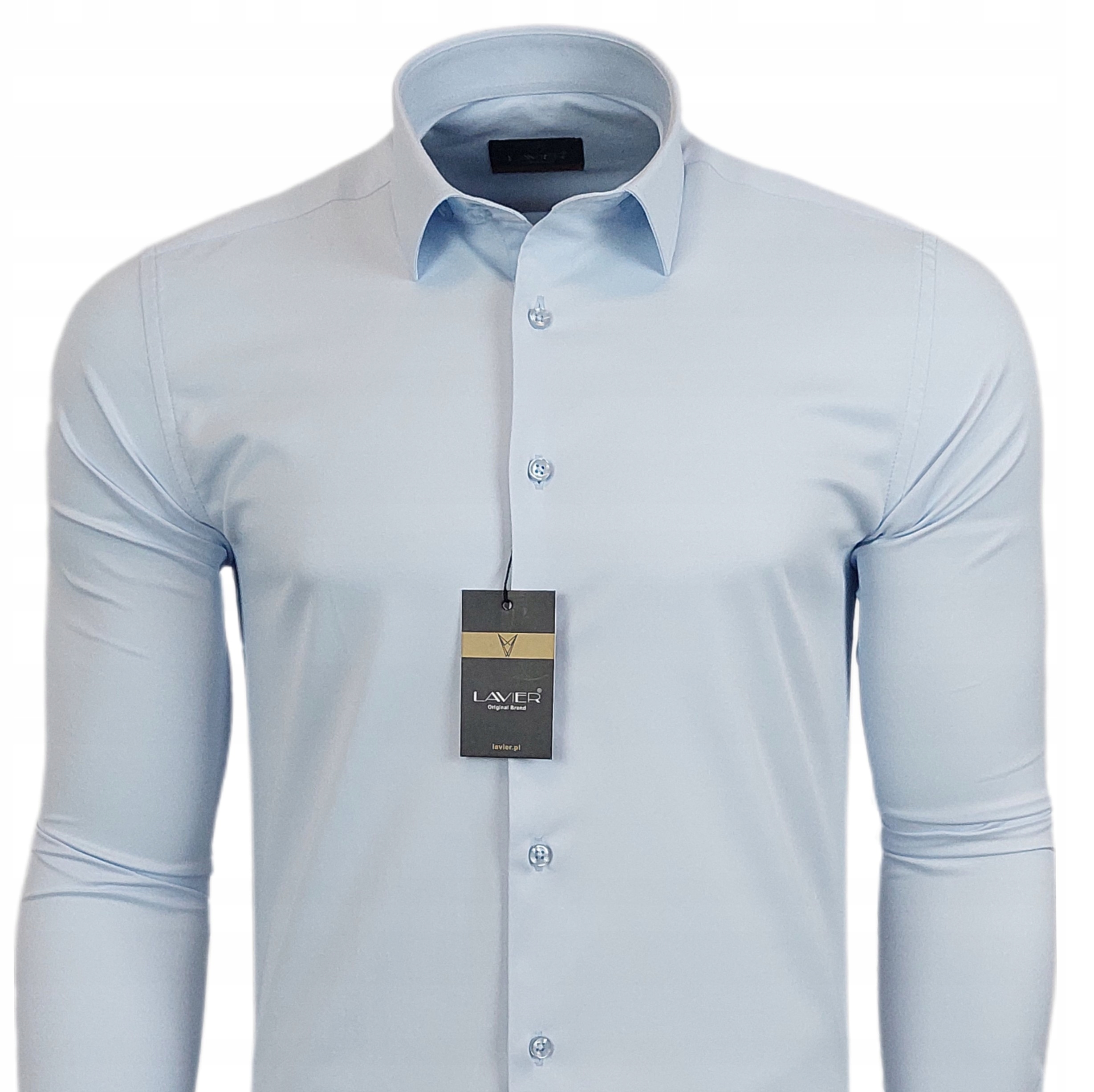 Koszula męska Błękitna dopasowana Lavier - SLIM FIT Bawełna Rozmiar M Rozmiar kołnierzyka 40