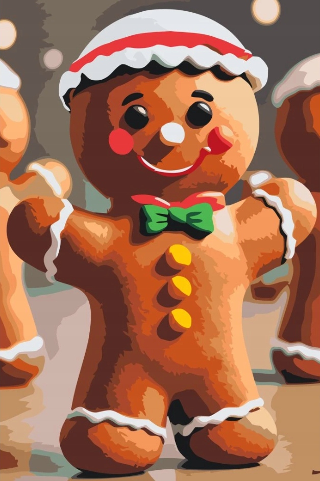 Diamantová výšivka Perník Sníh Dům Zima Vánoce 40x60 cm