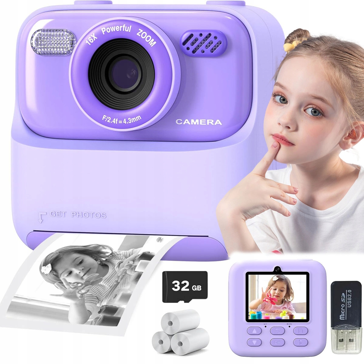 Instantní Termální Tiskárna Pro Děti, Paměťová Karta 32 Gb