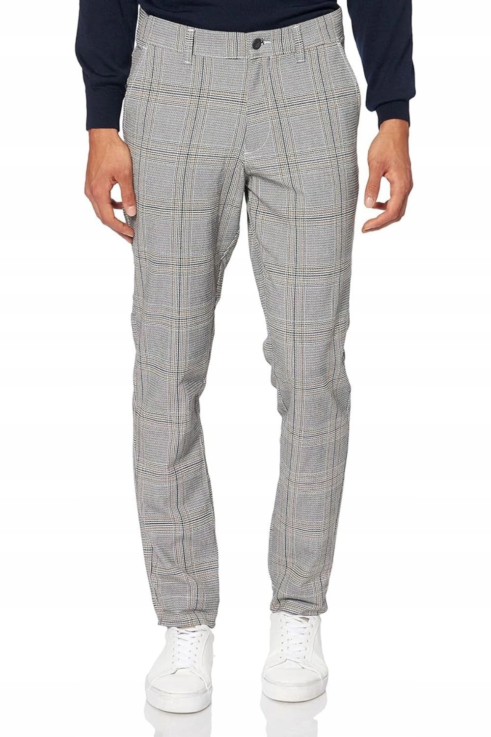 Pánské kalhoty Jack&jones černé kostkované, módní a pohodlné, velikost vel.