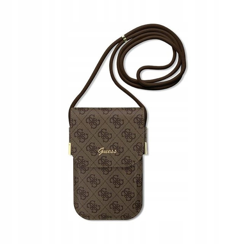 Guess 4G Metal Script Logo crossbody kabelka na telefon (hnědá) Guess