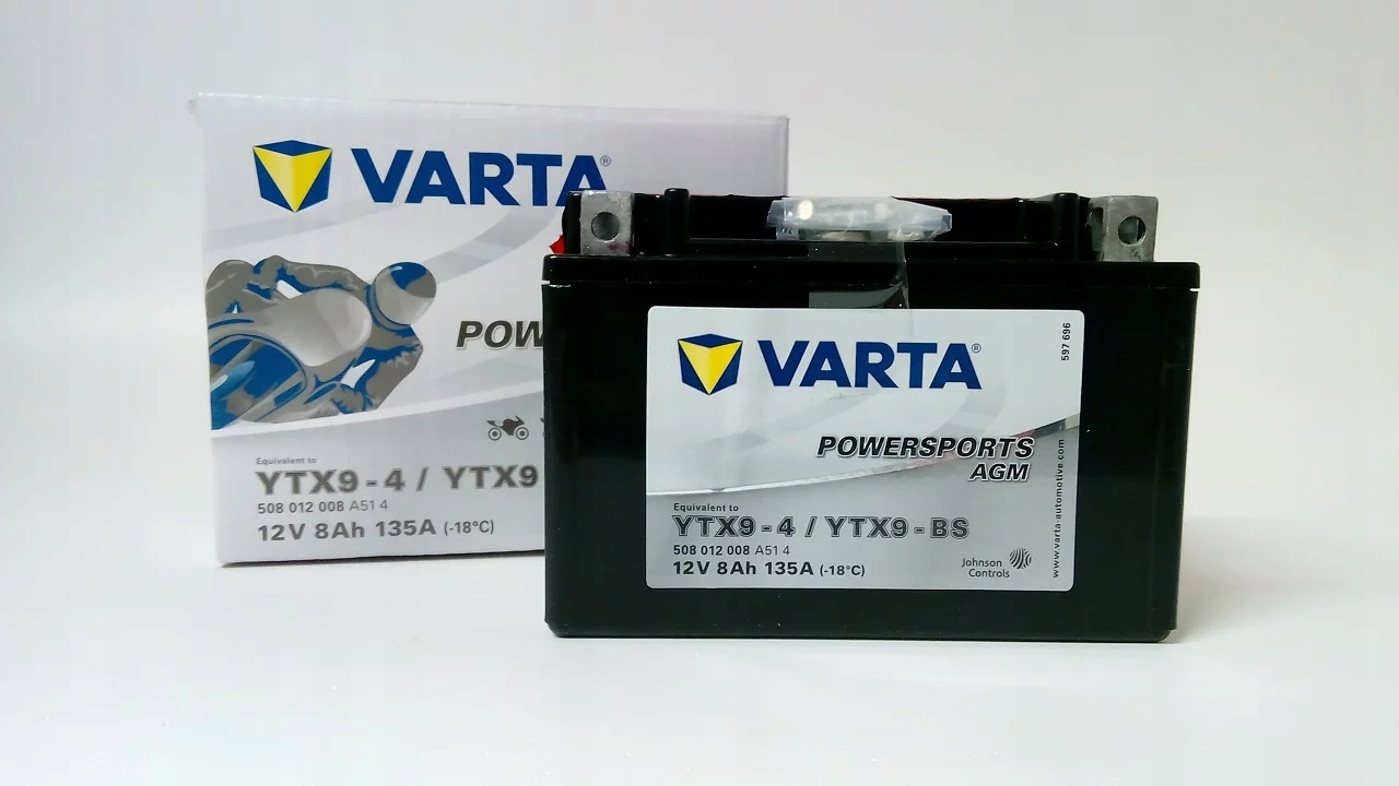 Akumulator motocyklowy Varta YTX9-BS 12V 8Ah 300A! Uruchomiony