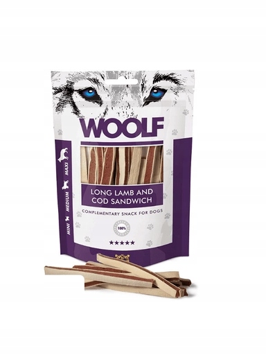 5x Woolf Měkký sendvič s jehněčím a treskou Long 100g