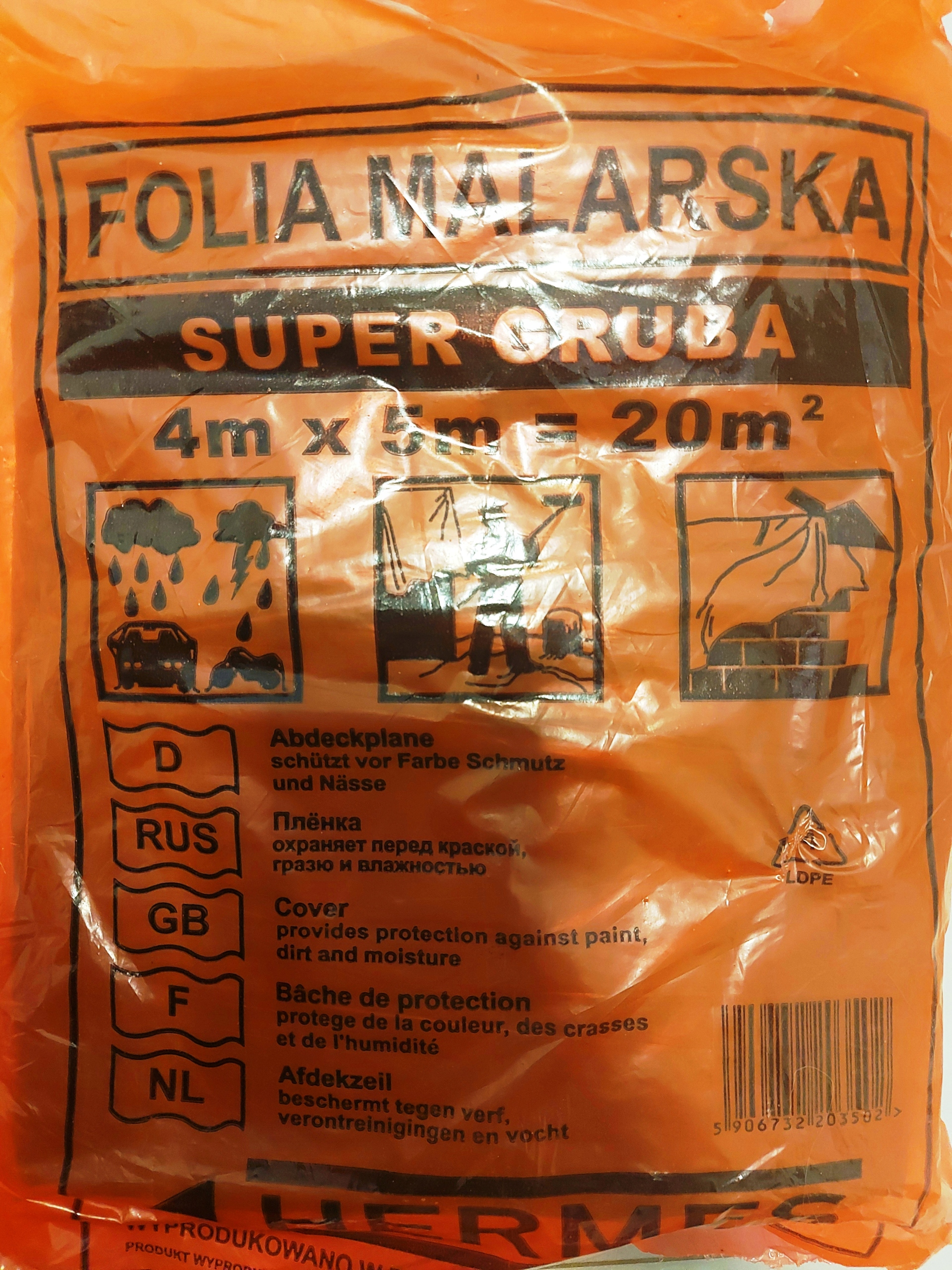 

Folia Malarska Bardzo Gruba Plandeka 4x5m *20m2*