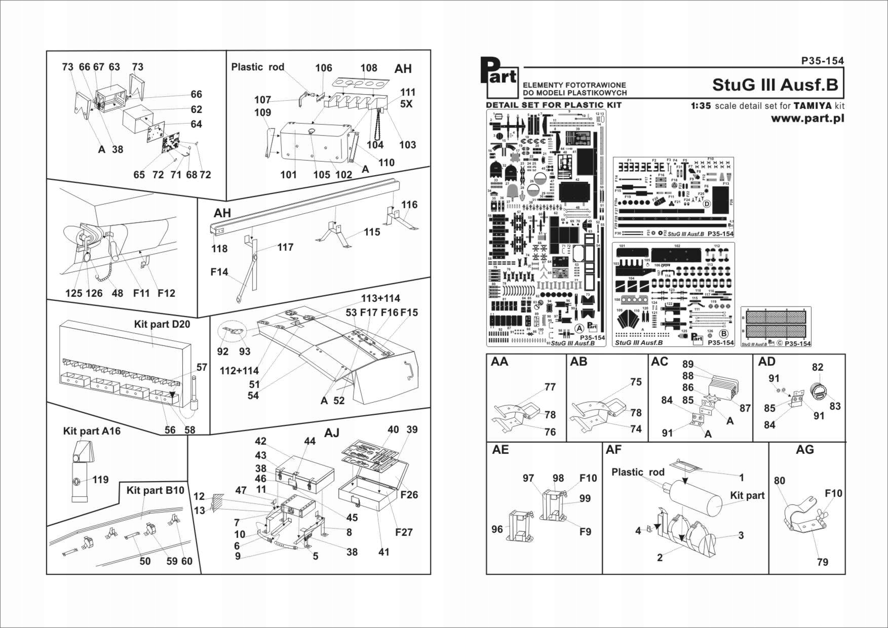 Part P35-154 1/35 StuG III Ausf.B (Tamiya)