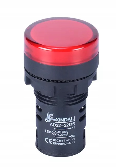 

Lampka kontrolka sterownicza 230V fi22 czerwona