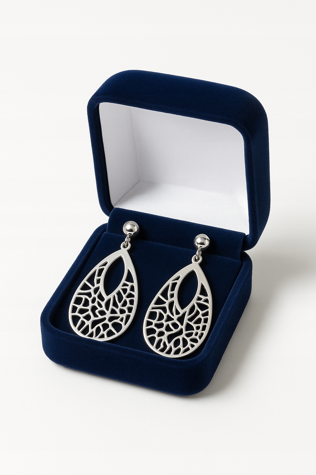 Stříbrné Náušnice 925 Závěsné Dlouhé Ažurové Slzy Jako Dárek Pro Ženu