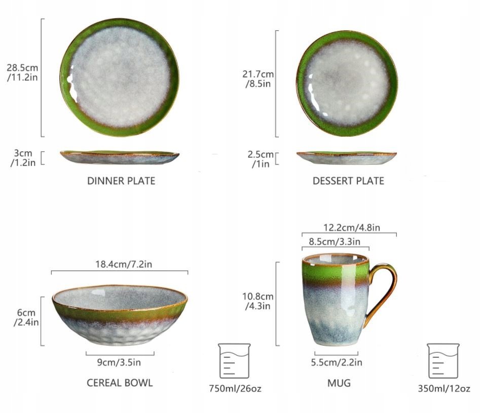 VANCASSO STARRY zastawa obiadowa dla 8 osób/32szt Kształt Okrągły