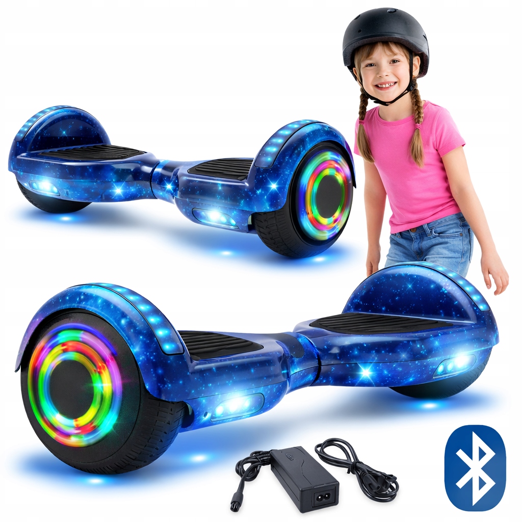 Elektrická Skateboardová Deska Hoverboard 6,5" Bluetooth Reproduktory Modrá