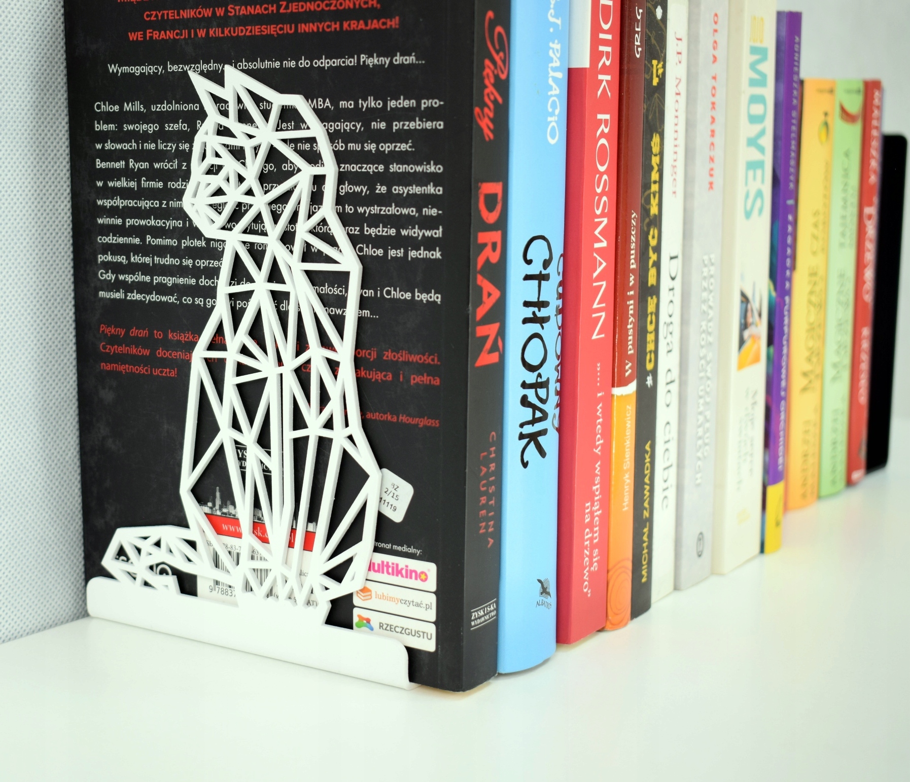 Podpórka do książek KOT Geometryczny Metal Biały Marka Futustal