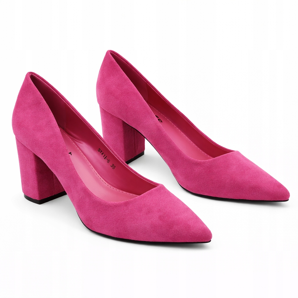 Dámské lodičky Semišové Růžové Sloupek Elegantní Špičák