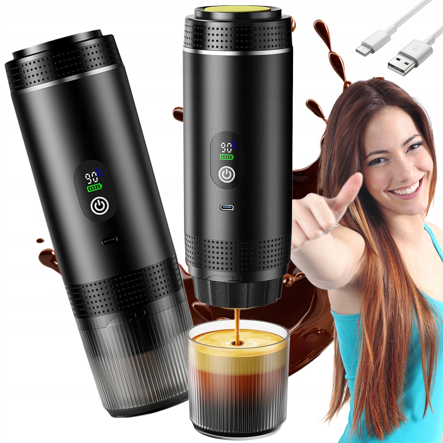 Přenosný Kávovar Na Mletou Kávu, Kapsle Do Auta, Bezdrátový, 72 W