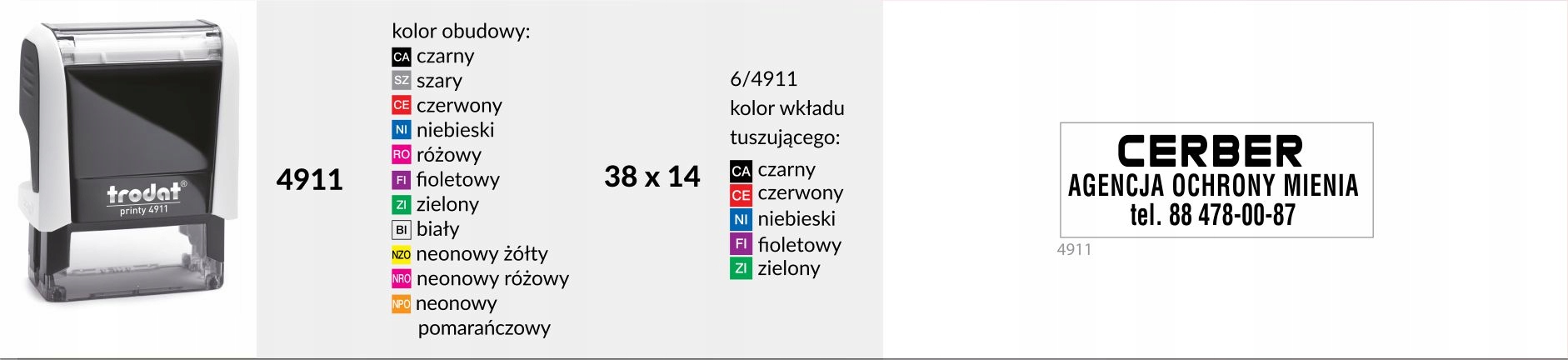 PIECZĄTKA TRODAT PRINTY 4911 PASTELOWY RÓŻOWY Marka Trodat