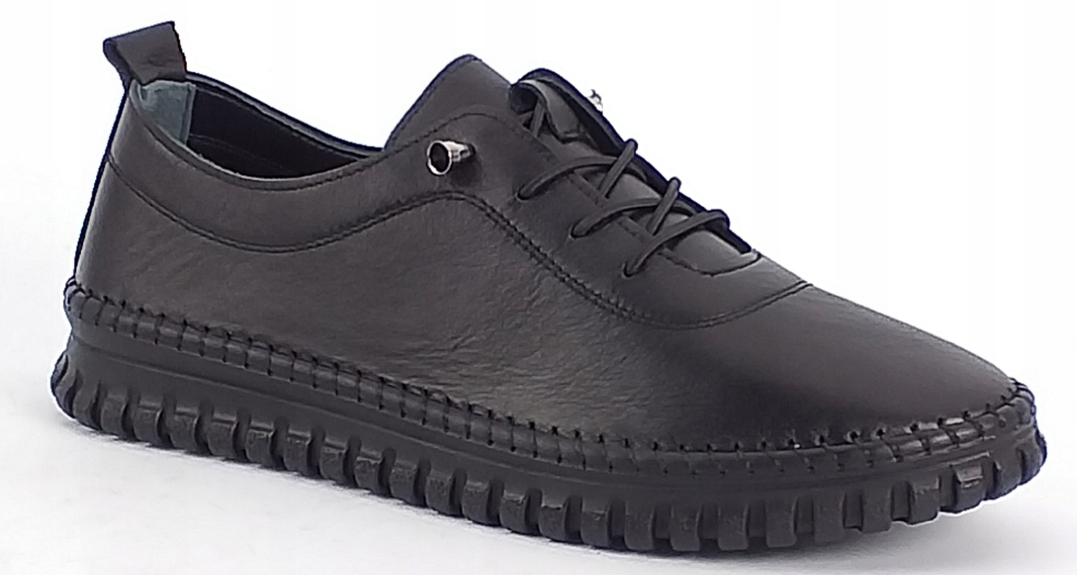 Półbuty Sokolski Gu W025-3BLK Sneakersy Skórzane Na Gumke Czarne 38