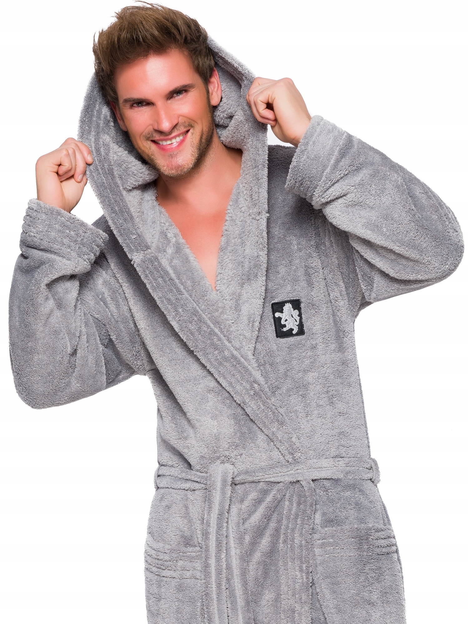 BRUCE CIEPŁY DŁUGI SZLAFROK MĘSKI Z KAPTUREM XXL Płeć mężczyzna