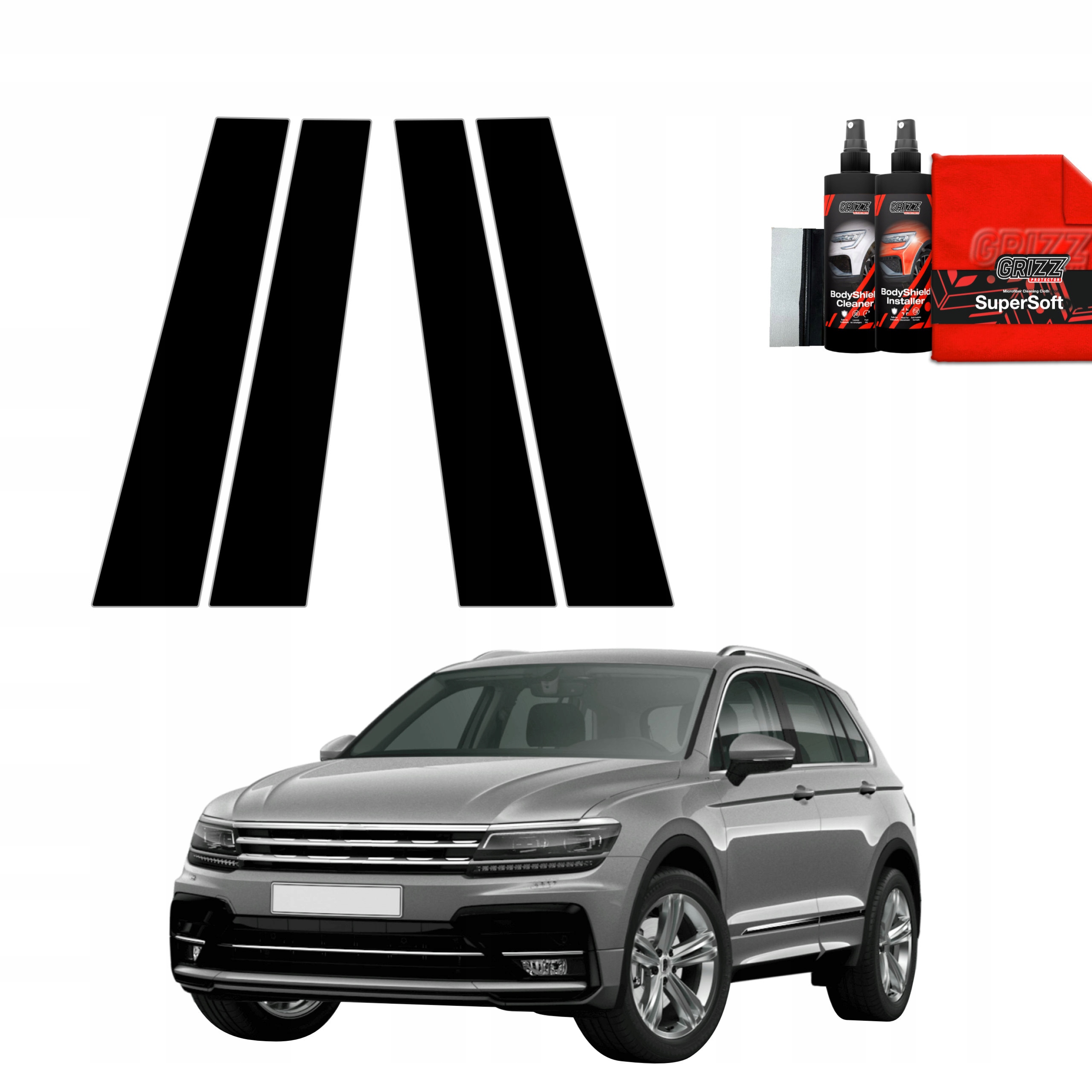 4v1 Černá fólie na sloupky pro Volkswagen Tiguan 2 (2016-2020)