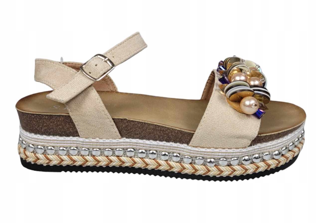 S.barski Sandály Na Platformě HY056 Béžová vel. 41