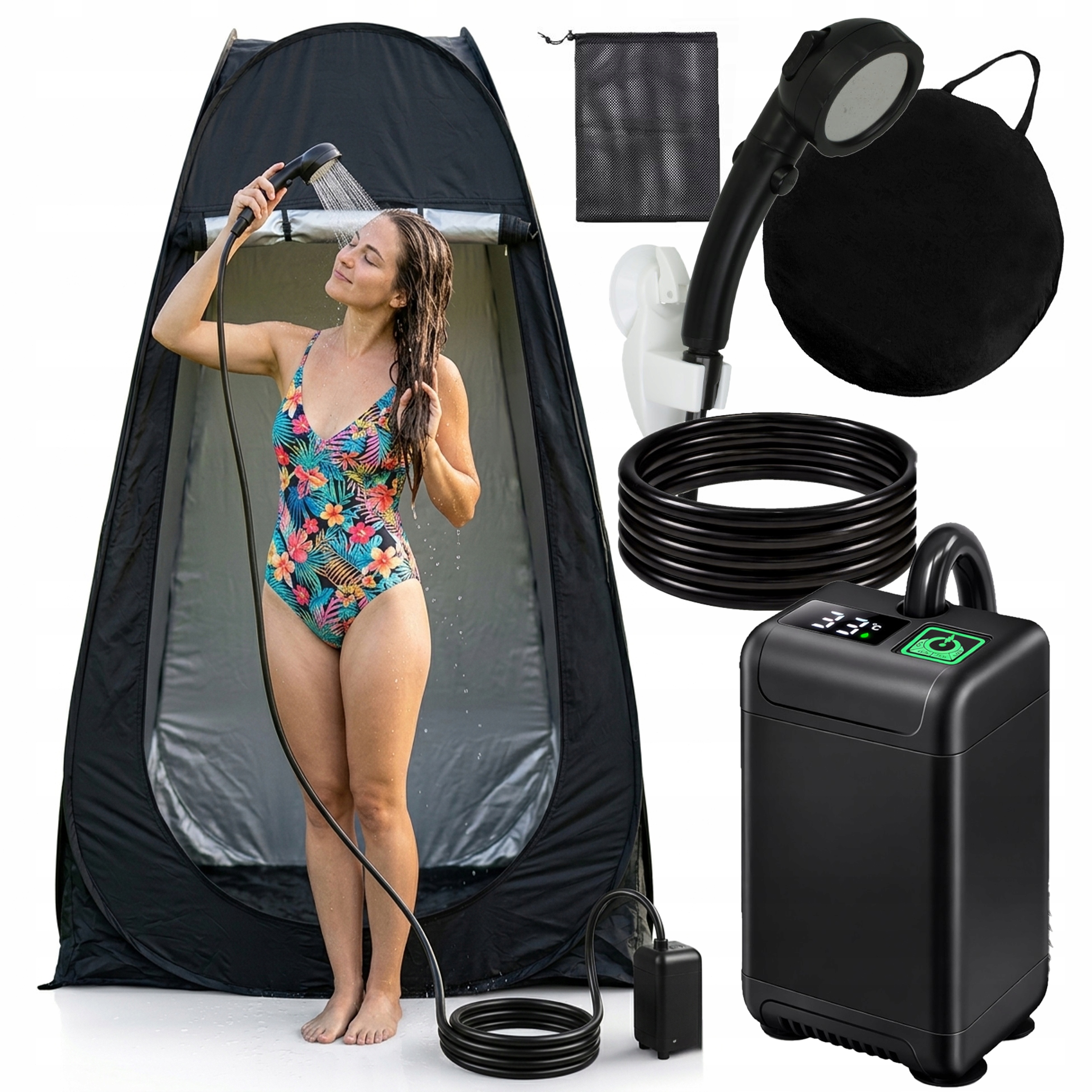 Přenosná Převlékačka Toaleta Stan Sprcha Turistická Pumpa Aku