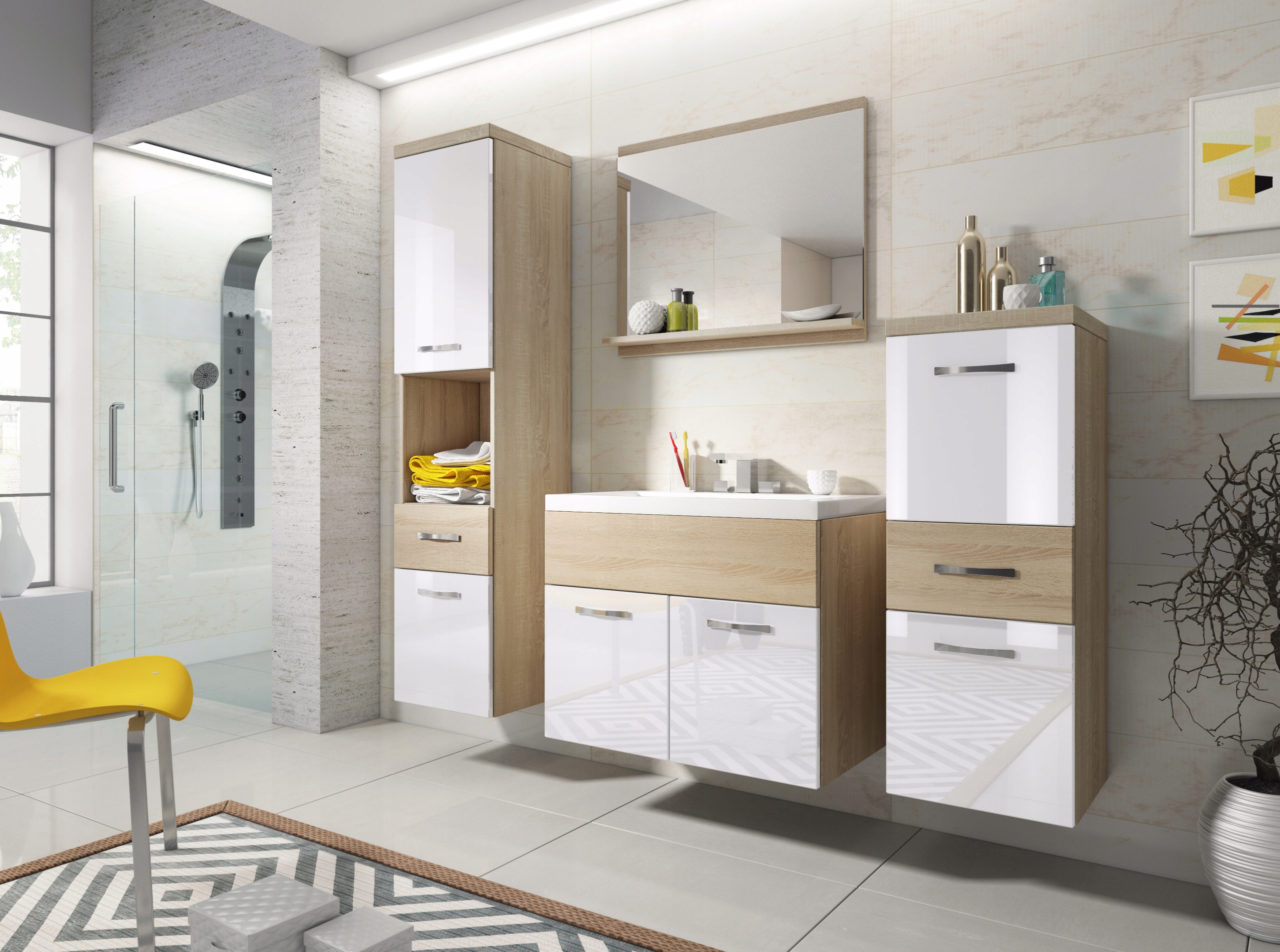 Meble łazienkowe ALBA Sonoma / Biały Połysk EAN (GTIN) 5902115979194