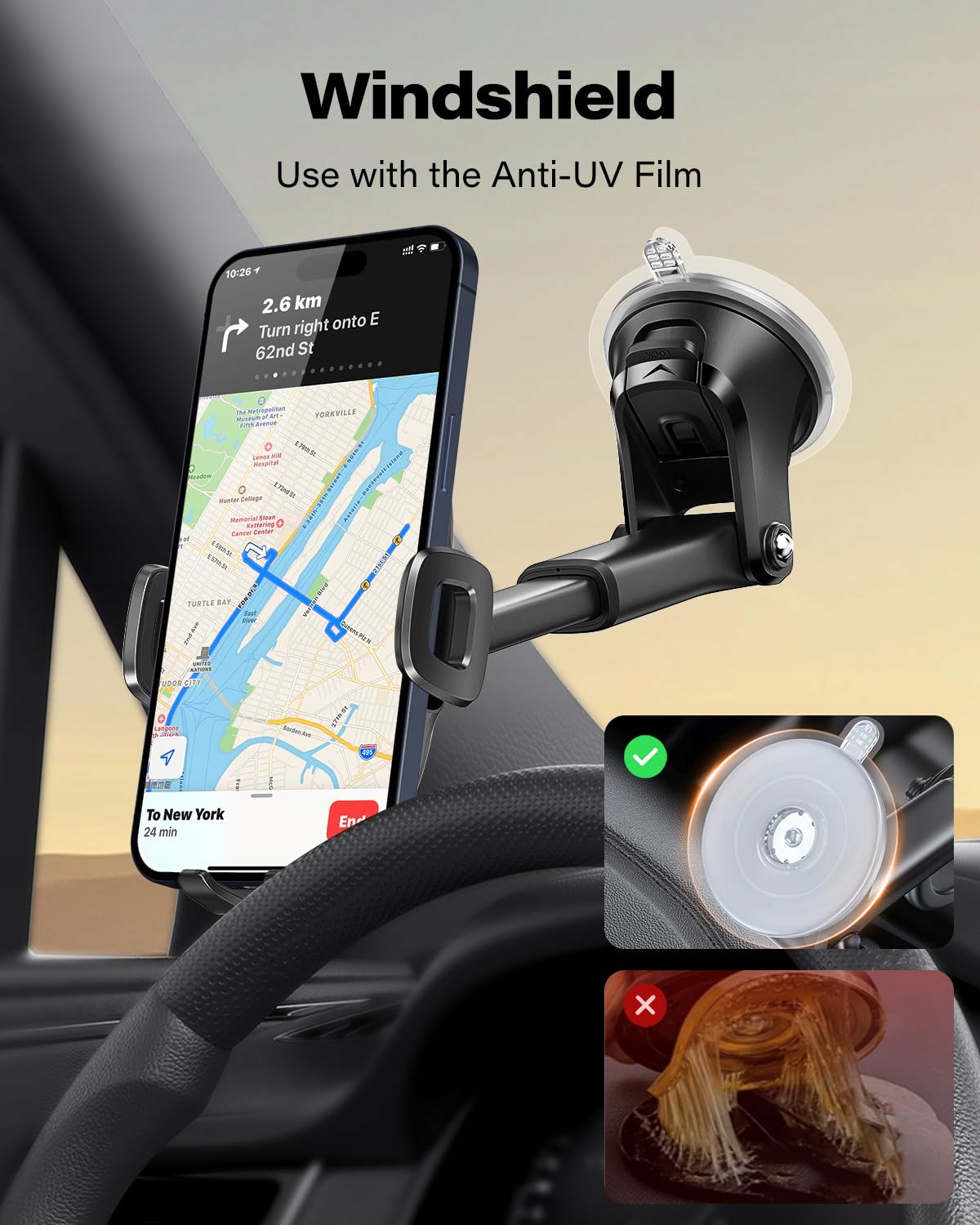 APPS2CAR Uchwyt Samochodowy 360° Do Szyby i Deski Rozdzielczej Uniwersalny — miniatura 6