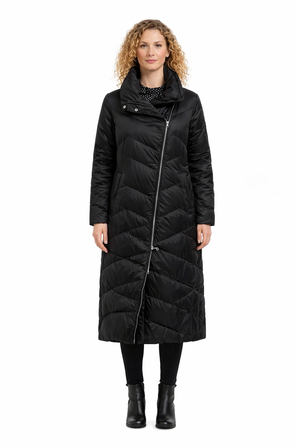 Černá Prošívaná Bunda S Dlouhou Podšívkou S I3A