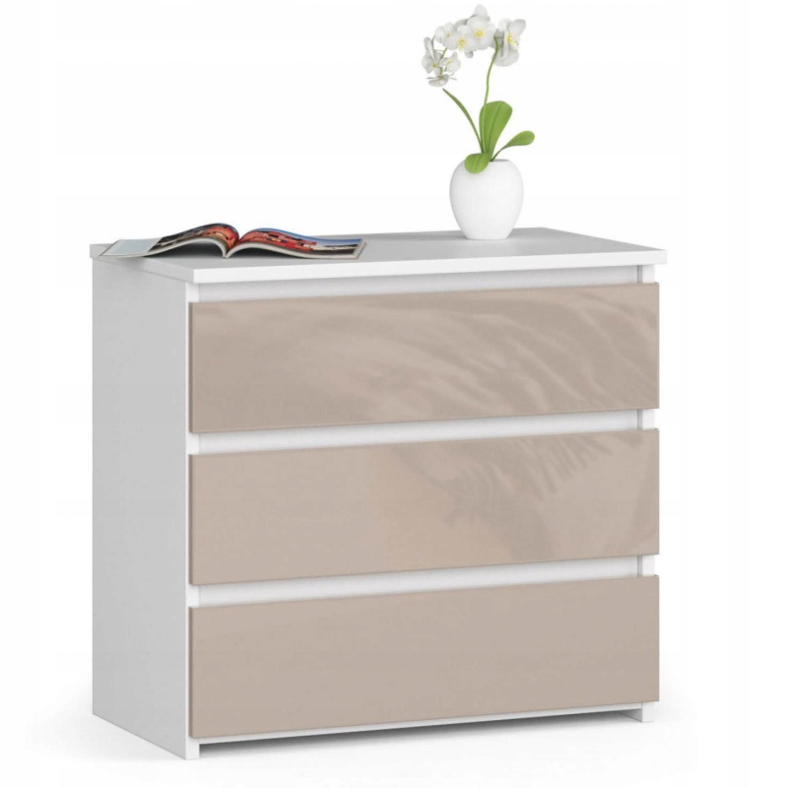 Nočná skrinka CL3 biely-cappuccino lesklý nočný stolík 60 cm Akd