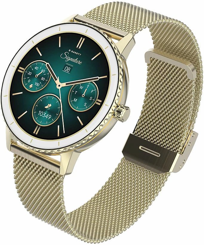 Elegantný Dámsky Smartwatch Garett Grace Zlatý Slim Set Opasok Mesh