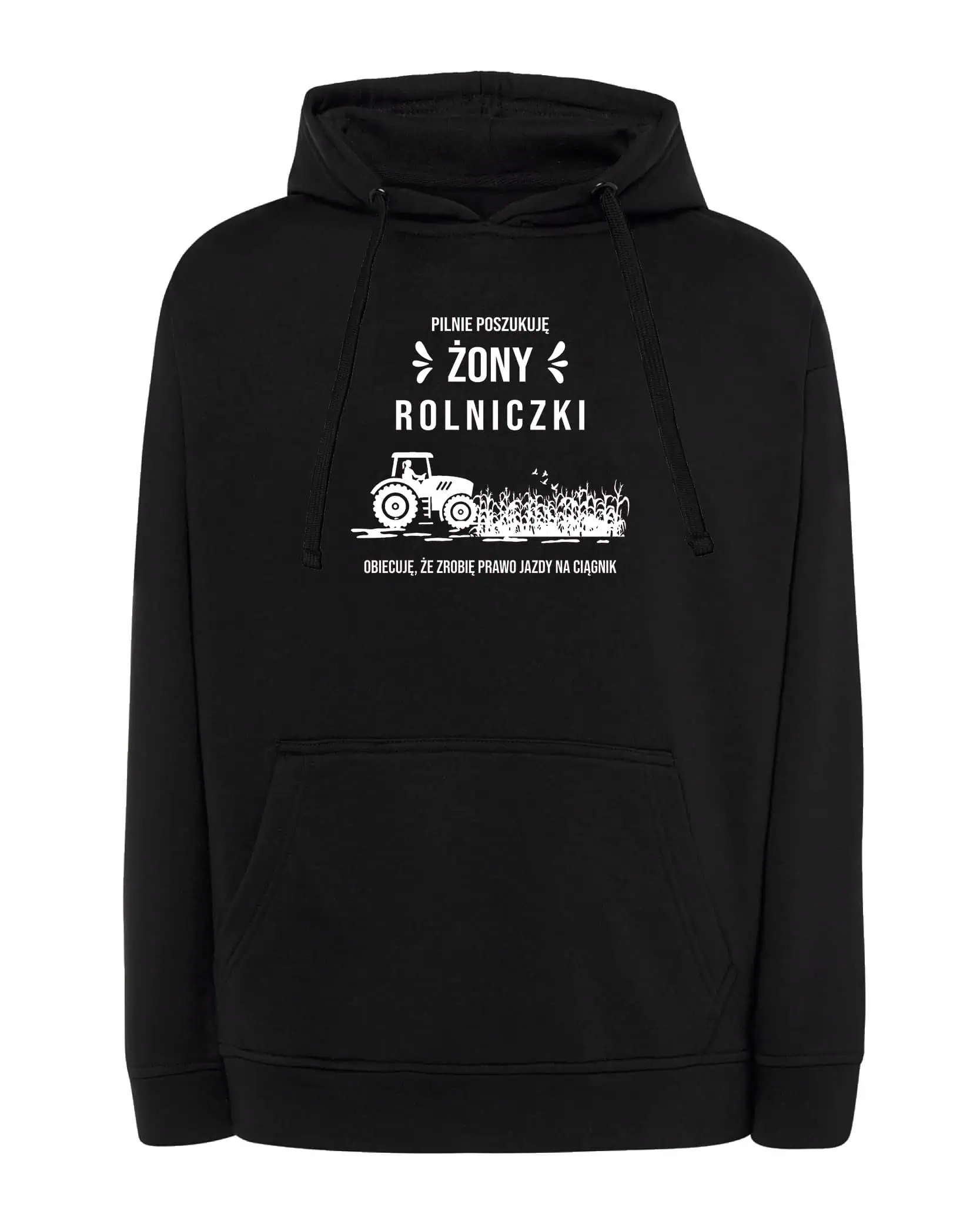 Mikina s kapucí Vtipná farmářka hledá manželku Text Černá L
